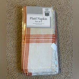 Hobby Lobby Orange and White Plaid Napkin Set of 4